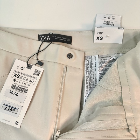 Zara FAUX LEATHER LEGGINGS Color: Sand Size: XS NWT. - Picture 12 of 12
